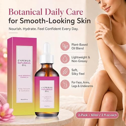 Cyperus Rotundus Oil – Natural Cattail Oil for Smoother, Hair-Free Looking Skin | Gentle, Moisturizing Formula for Face, Arms & Legs 60ml (2-Pack) thumbnail 5