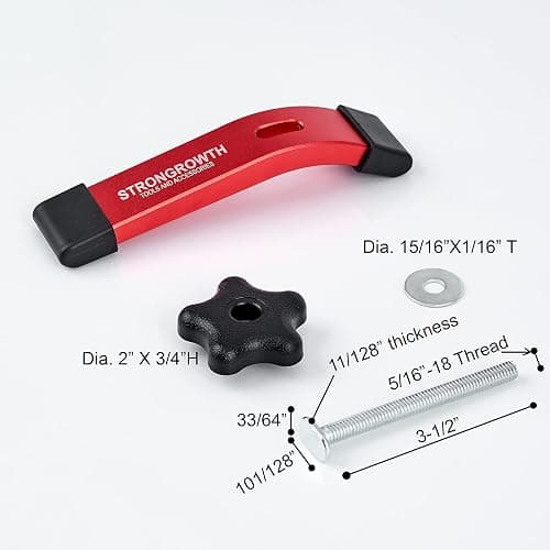 STRONGROWTH T track Hold Down Clamps - Double Cut Profile Universal T-Track Clamps, 6-3/8"L x 1-1/4"W -Woodworking and t slot clamp - Fine Sandblast Anodized - Red Color-2PK thumbnail 4