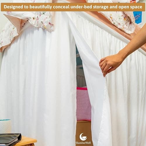 SlumberWell Microfiber Extra Long Ruffled Bed Skirt for Collage Dorm Room, Three Sided Panel, Easy Fit & Stylish for Beds, Twin XL 32 Inch Drop, White thumbnail 4