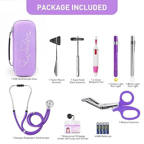 Scian 13 Pcs Stethoscope Case Kits, Supplies Inclued, Perfect Nurse Gift Stethoscope Holder for Nurse Medical Student, Purple Portable First Aid Kit Bag with Medical Scissor,Nurse Accessories for Work thumbnail 3