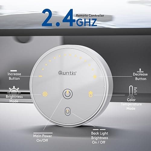 Quntis Monitor Light Bar with Remote, Eye-Care No Glare, Space Saving Home Office Desk Lamp, White, Stepless Dimming, Easy Setup LED Computer Light Backlight for Curved Gaming Monitors Reading Study thumbnail 3