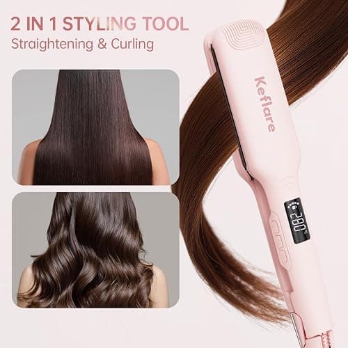 Keflare 1.7-inch Hair Straightener, Fast-Heating Flat Iron with 7 Adjustable Temperature Settings and Dual Voltage Auto-Adjustment, Suitable for Home and Global Travel thumbnail 2