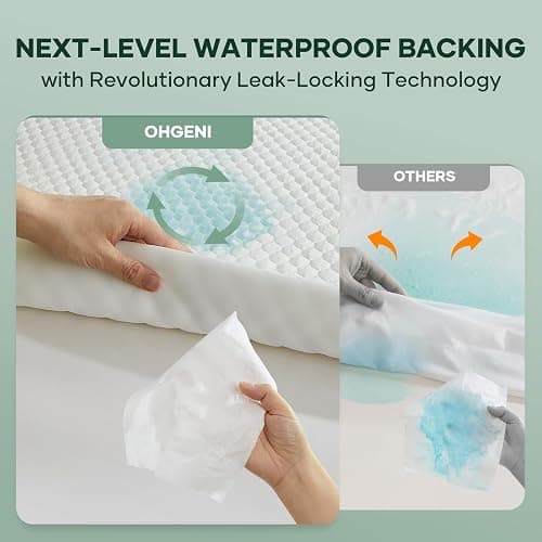 OhGeni 100% Waterproof Mattress Protector,Twin XL Size Mattress Soft Pad,Pet Hair & Bedwetting Resistant,Cooling Fitted Sheets,Washable Bed Cover,Non-Slip Deep Pocket,Noiseless for College Dorm Rooms thumbnail 3