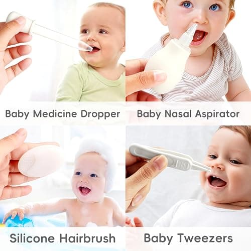 Baby-Gesundheits- und Pflegeset für Neugeborene, 25-teiliges, verbessertes Sicherheits-Babypflegeset, Gesundheitspflegeset für das Kinderzimmer von Neugeborenen, Babypflegeprodukte (Grauweiß) - Grauweiß thumbnail 5