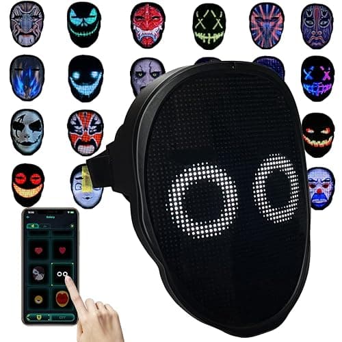 Depointer Life Led Mask with Rechargeable Bluetooth-compatible App Controlled, Customizable Shining Mask, Lighted Face Transforming Mask, unisex-Adult - Rechargeable - Image 1