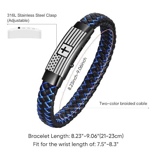 VNOX Men's Inspirational Mantra Engarved Handmade Braided Leather Adjustable Cuff Bangle Bracelet Encouragement Motivational Gift for Men thumbnail 5