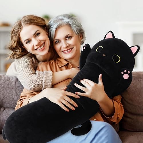 MaoGoLan Long Cat Body Pillow for Kids, 44'' Big Kitten Plush for Adults, Big Black Cat Stuffed Animal for Girl, Large Kitten Plush Throw Pillow for Mother's Day Birthday Gift, Baby Shower Party Decor thumbnail 3