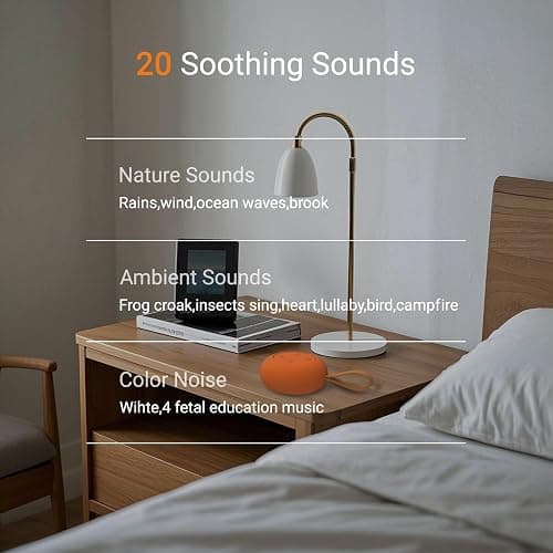 Portable Baby Sound Machine & Essentials for Babies & Kids-Orange | White Noise Machine[Timer Function][20 Soothing Sounds][15 Hours Battery Life]Travel,Registry,Gifts,Clips on Baby Stroller thumbnail 2