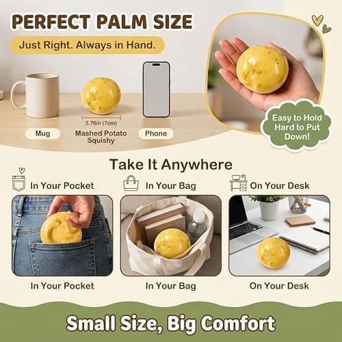 Crunchy Potato Squishy, ASMR Squeeze Toys with Crackly Sound,Fidget Toys | Realistic Food Stress Relief Fidget Toys for Adults and Teens, Moldable Sensory Desk Toy and Party Favor Gift thumbnail 2