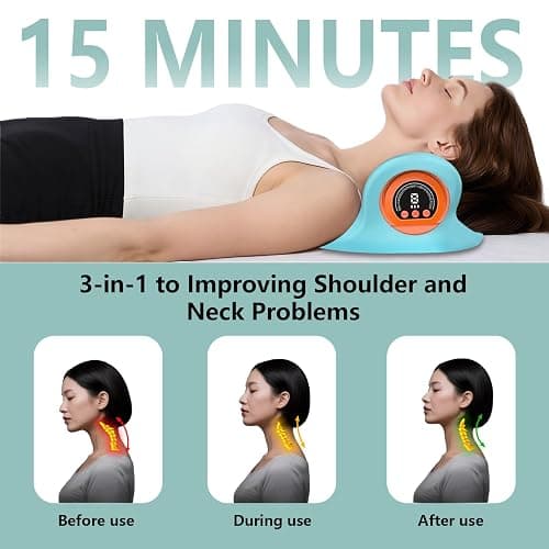 Upgraded 3-in-1 Shiatsu Neck and Back Massager with Heat,Rechargeable Portable Neck Massager,3 Adjustable Modes with Remote Control,26° Angle Cervical Traction Device for Back,Shoulder a Great Present thumbnail 6