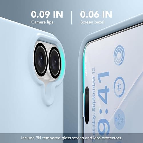 GONEZ Magnetic for iPhone 16 Case, Compatible with MagSafe, [Screen Protector + Camera Lens Protector], Liquid Silicone Shockproof Protective Phone Case for iPhone 16 6.1", Blue thumbnail 8