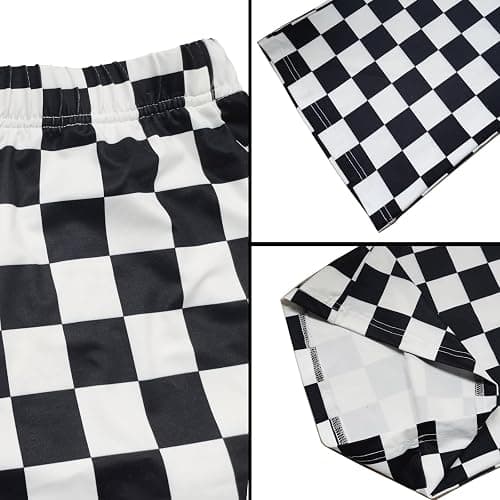 IWOLLENCE Women's Casual Loose Checkered Wide Leg Pants High Waist Straight Lounge Y2K Gingham Trousers thumbnail 6