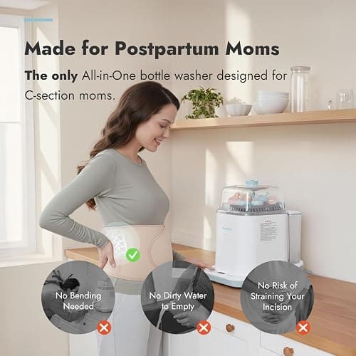 Papablic Bottle Washer Pro, Bottle Washer & Sterilizer & Dryer, 4-in-1 Bottle Washer Sanitizer for Bottles, Pump Parts, C-Section& Baby Essentials - Quick & Clean with 60 Detergent Tablets thumbnail 3