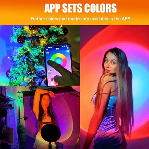 xoddi Sunset Lamp Led Lights for Bedroom Sunset Projection with APP, 16 Colors Night Light 360° Rotation Sun Lamp for Bedroom Decor and Aesthetic Room Decor Gifts for Women thumbnail 7