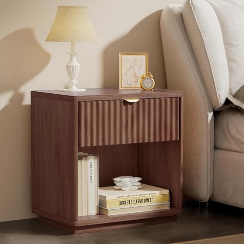 SnuHome Nightstands Set of 2, Nightstand with Drawers Bedside Table End Table, Modern Fluted Nightstand Bed Side Table for Bedroom Living Room Home Office (Brown) thumbnail 3