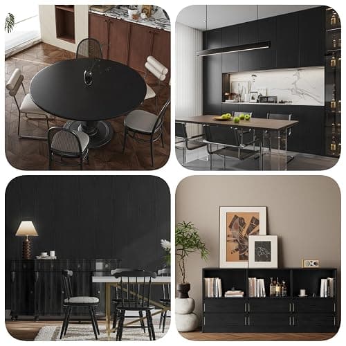Abyssaly Black Wood Peel and Stick Wallpaper Decorative Self-Adhesive Contact Paper Film for Furniture Real Wood Contact Paper for Cabinets and Drawers Easy to Clean17.71" X 78.7" thumbnail 5