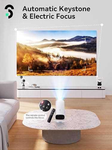 SOOMFON Mini Projector 1080P Support - Portable Small Video Movie Projector Bluetooth 5.1 Auto Keystone Electric Focus for Bedroom/Wall/Home/Outdoor/iPhone/Android/TV Stick thumbnail 6