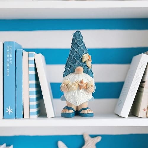 Etlemonde Beach Gnomes Statues,Ocean Gnomes,Nautical Themes Decoration,Beach, Gnome Holding Seashells thumbnail 2