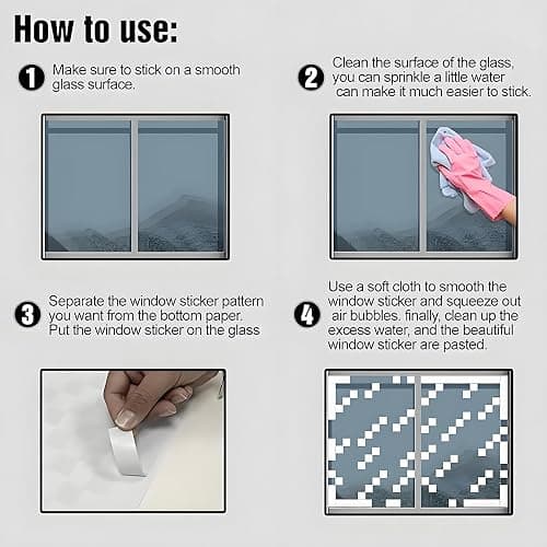 16Pcs Modern Pixel Pattern Window Privacy Film,Self-Adhesive Glass Sticker, Geometric Design,33x33cm thumbnail 4