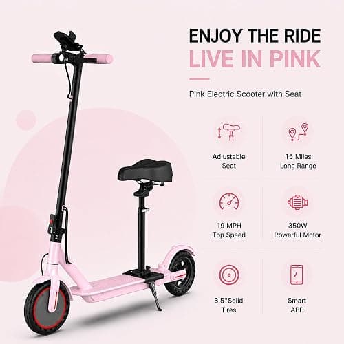 Joyhis Electric Scooter for Adults with Seat, 19Mph Escooter, 15-21 Miles Range Scooters, 8.5" Folding Scooters with APP Control, 350W Commuting Scooter Kick Scooter for Adults, for Teens thumbnail 2