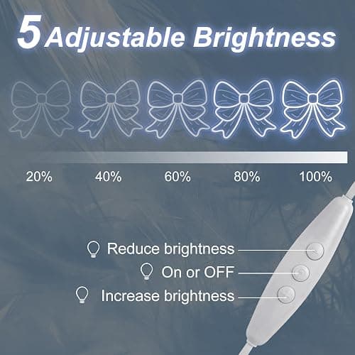 Bow Neon Sign LED Lights for Wall Decor Girls Room Beauty Salon Christmas Tree Bow Decoration Warm White Bow Light Sign 15″ × 13.4″ thumbnail 5