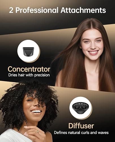 Hair Dryer, CONFU Blow Dryer with Diffuser, 21000PRM Professional Hairdryer, Portable Lightweight Fast Drying Negative Ionic Blow Dryer, Hair Diffuser for Curly Hair for Home Travel thumbnail 7