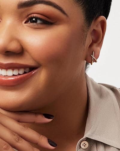 Gold Earrings for Women Trendy,14K Gold Stud Earrings Dainty Earrings Simple Minimalist Cubic Zirconia Diamond Gold Earrings Hypoallergenic Earring for Women Gifts thumbnail 4