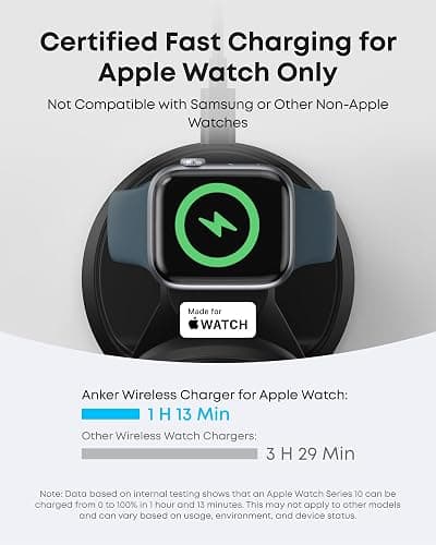 Anker MagGo Magnetic Wireless Charger (Dock Stand), 3-in-1 Qi2 Certified 15W MagSafe Compatible Wireless Charger, For iPhone 17/16/15/14/13 Series, Apple Watch, AirPods Pro, and More (Adapter Included thumbnail 4