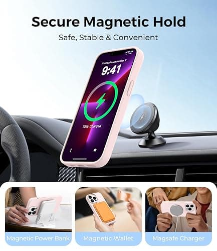 AOTESIER Magnetic for iPhone 13 Pro Max Case, [Compatible with MagSafe] [Military Shockproof Protection] Silicone Phone Case with Soft Anti-Scratch Microfiber Lining, 6.7 inch, Chalk Pink thumbnail 4