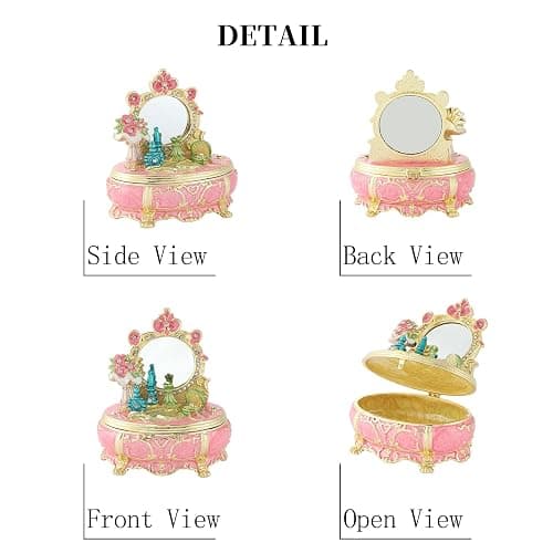 QIFU Elegant Pink Dressing Table Style Enamel Jewelry Trinket Box, Unique Gift for Family thumbnail 5