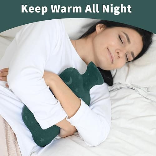 DICEVER Hot Water Bottle with Soft Cover, 2L Hot Water Bag for Menstrual Cramps, Neck and Shoulder Pain Relief, Hot and Cold Therapies, Hand Feet Warmer, Green thumbnail 5