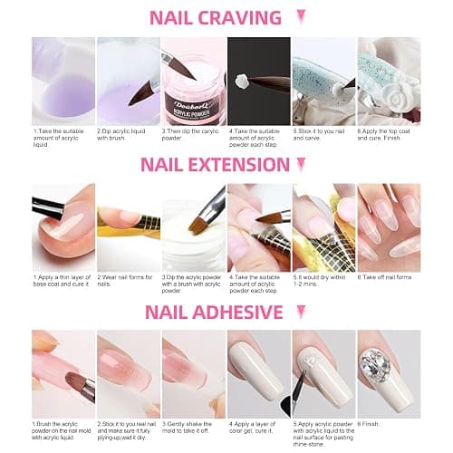 DouborQ Acrylic Nail Kit with Electric Nail Drill Nail Lamp,U V Nail Dryer Light Manicure ,False Nail Tips Starter Set Acrylic Nail Art Supplies for Beginner with Everything thumbnail 8