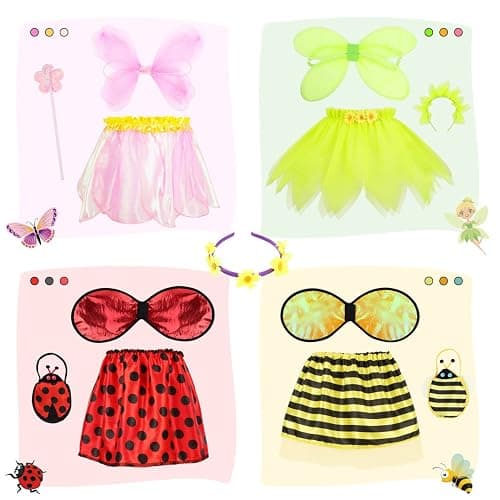 Toycost Girls Princess Dress up Trunk Ladybug, Bee, Butterfly, Green Fairy Role Play Costume Set for Little Girls Toddler Aged 3-7 thumbnail 6