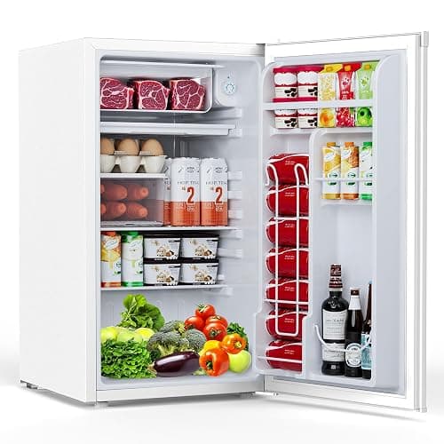 COWSAR 3.2 Cu.Ft Mini Fridge with Freezer for Bedroom Dorm, White | Single Reversible Door, 7 Temperature Settings, Energy Saving, 2 Removable Glass Shelves, Small Refrigerator for Apartment - Image 1