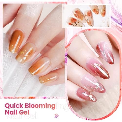 JODSONE Blooming Gel Nagellack zum Verteilen, Transparenter Marmor-Nagel, Nagelkunst-Zubehör für Streueffekte, Blumendruck, Aquarell-Design für Frauen 10 ML thumbnail 4