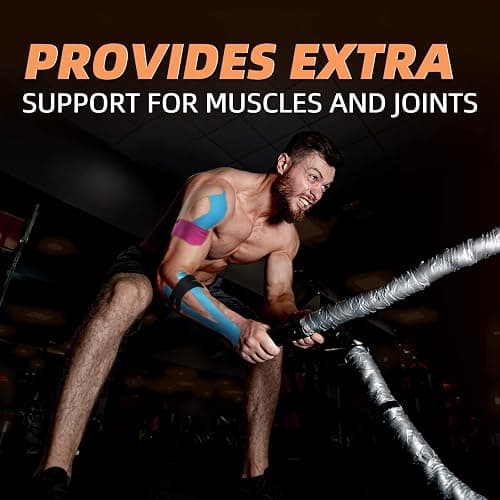 OK TAPE Regular Kinesiology Tape (4 Pack), Original Cotton Athletic Tape for Support Muscle Joint Knee, Sports Waterproof Tape Uncut Strips Latex Free, Hypoallergenic, 2in×16.4ft - 4 Colors thumbnail 6