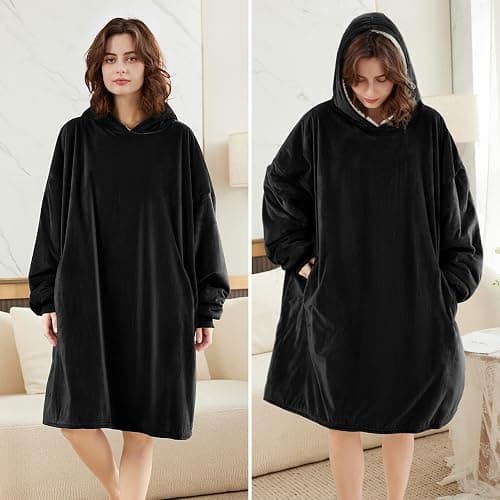 LetsFunny Blanket Hoodie,Oversized Wearable Sherpa Fleece Blanket Sweatshirt,Super Soft Warm Cozy with Giant Pocket,Gifts for Women Men Adults Teenagers Kids, One Size Fits All thumbnail 7