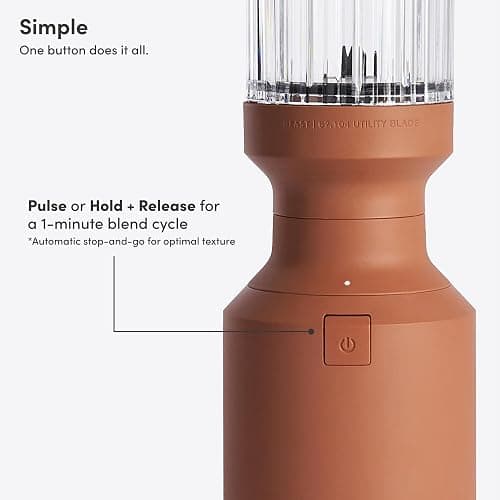 The Beast Mini Blender | Mini Countertop Kitchen Blender | Blend Smoothies and Shakes, Dressings, Sauces, Dips | Straw Cap and Straws Included | 600W (Terra) thumbnail 4
