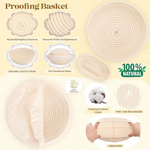 Sourdough Starter Kit, Sourdough Bread Baking Supplies, Sour Dough Starter Kits, Pink Sourdough Kit, Baking Gifts for Women, Bread Proofing Basket, Sour Dough Bread Making Kit Tools Baking Set thumbnail 5
