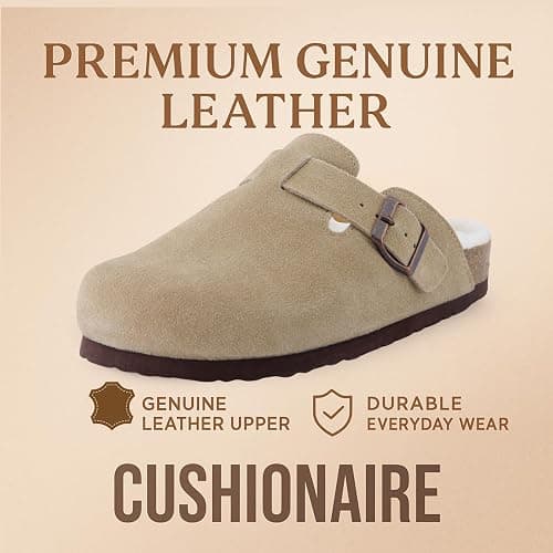 CUSHIONAIRE Women's Hana Cork footbed clog with Genuine Leather upper, Faux Fur lining, and +Comfort thumbnail 5