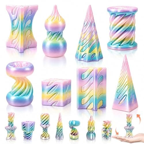 TGIQROVE 8 Pack 3D Printed Fidget Toys, Impossible Passthrough Toy Set | Pastel Rainbow Twist and Slide Optical Illusion Desk Toys, Sensory Fidgets for Kids, Teens and Adults - Image 1