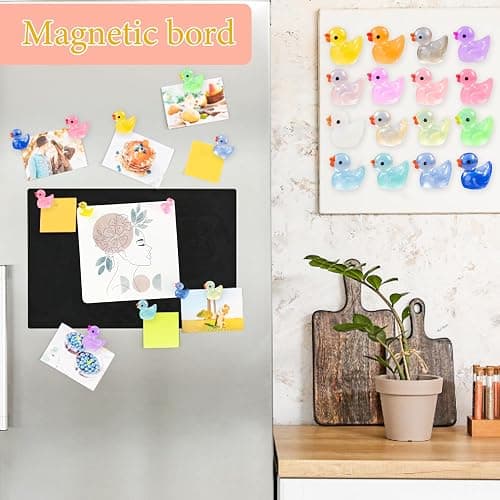 YOJO 16PCS Luminous Mini Resin Duck Fridge Magnets, Strong Colorful Refrigerator Magnets, Decorative Magnets for Fridge Locker Whiteboard Kitchen Office Classroom Decor thumbnail 3