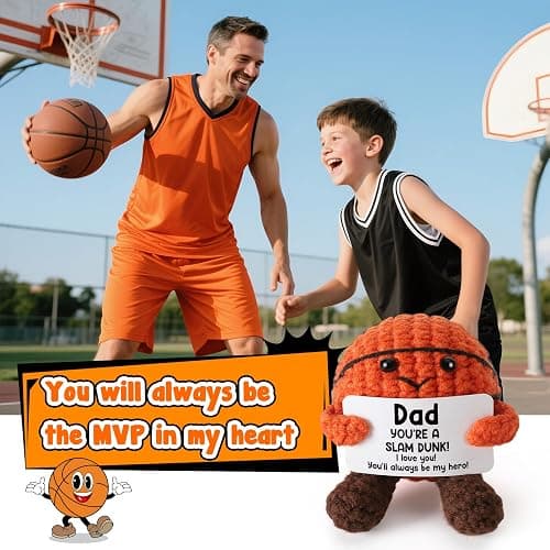 YUEYUQIU Christmas Dad Gifts from Daughter Son Wife - Cool Handmade Crochet Small Basketball, Ideal Birthday Xmas Presents for Dad Father Daddy New Dads - Christmas Stocking Stuffers for Dads thumbnail 5