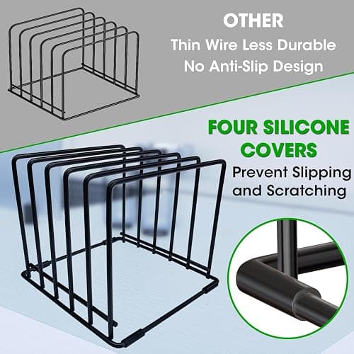 5-Tier Cutting Board Organizer Rack, Kitchen Storage & Organization Accessories for Cutting Boards, Baking Sheets, Trays, Space-Saving Kitchen Cabinet & Pantry Organizer, Rust-Resistant Metal - Black 1 pack thumbnail 7