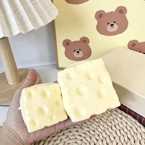 Squishy Fromage, Slow Rising Squishies1 Fidget Squeeze Toy, Squishy Fidget Toys Anti Stress ,pour Les FêTes Anniversaires pour Et Adultes, PU (B) thumbnail 5