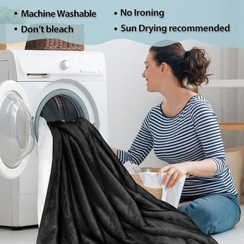 Haltune Water Proof and Stain Proof Blanket for Intimate Moment, Black Waterproof Blanket for Love King Size 90'' x 80'', Waterproof Throw Blanket for Couples Against Spills thumbnail 6