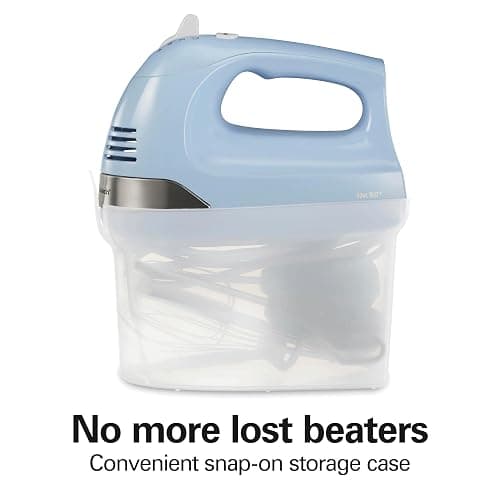 Hamilton Beach 6-Speed Electric Hand Mixer With Easy Clean Beaters | Traditional Beaters | Dough Hooks | Whisk | Snap-On Storage Case | 275 Watt Motor | Blue | 62677J thumbnail 4
