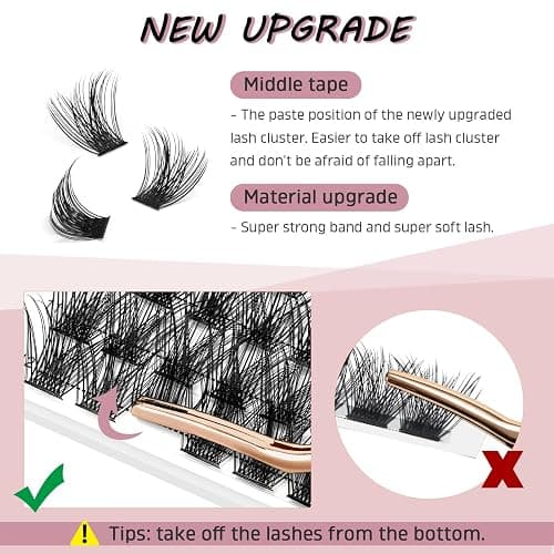 Higu clace Lash Clusters Kit,144pcs D Curl Wispy Lash Clusters,8-16mm Lash Extension Kit,with Lash Bond and Seal, Eyelash Tweezers(R-08) thumbnail 7