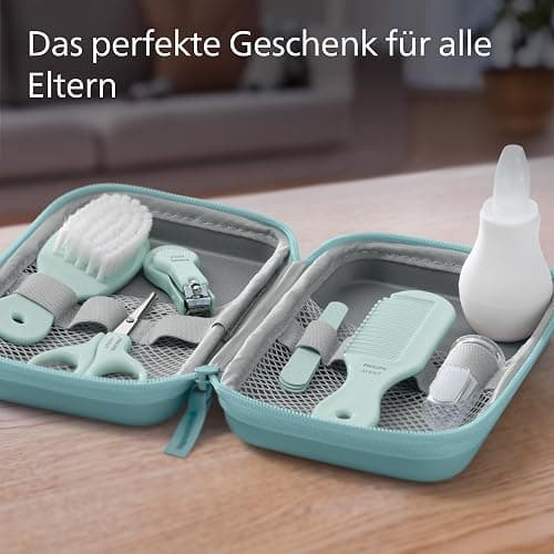 Philips AVENT Babypflege-Set – Starter-Set mit 9 Zubehörteilen: Nagelknipser, Schere, 3 Nagelfeilen, Kamm, Haarbürste, Nasensauger und Fingerzahnbürste (Modell SCH401/00) thumbnail 5