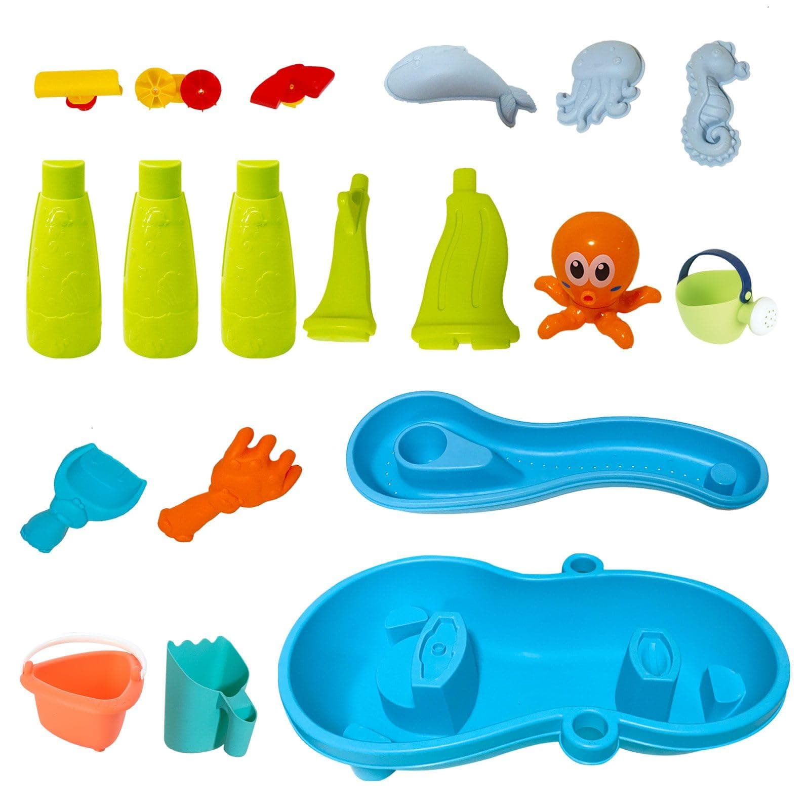 KIDBOT Sand and Water Table,2 Tier Pool Play Toys for Educational Beach Outdoor Activity Summer Backyard Kids Pretend Set thumbnail 5